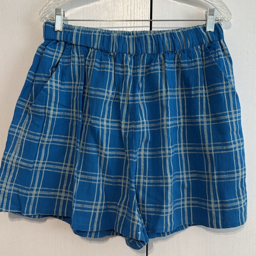 Free People So Sublim Set Short w/Pockets Asymmetric Top Plaid Summer Beach L - Picture 8 of 15